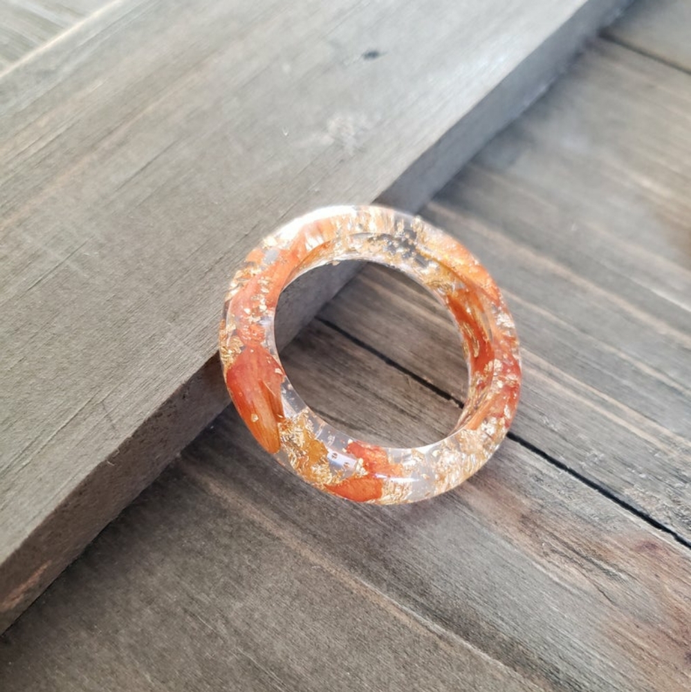 Handmade Wild Tiger Lily Flower Resin Ring